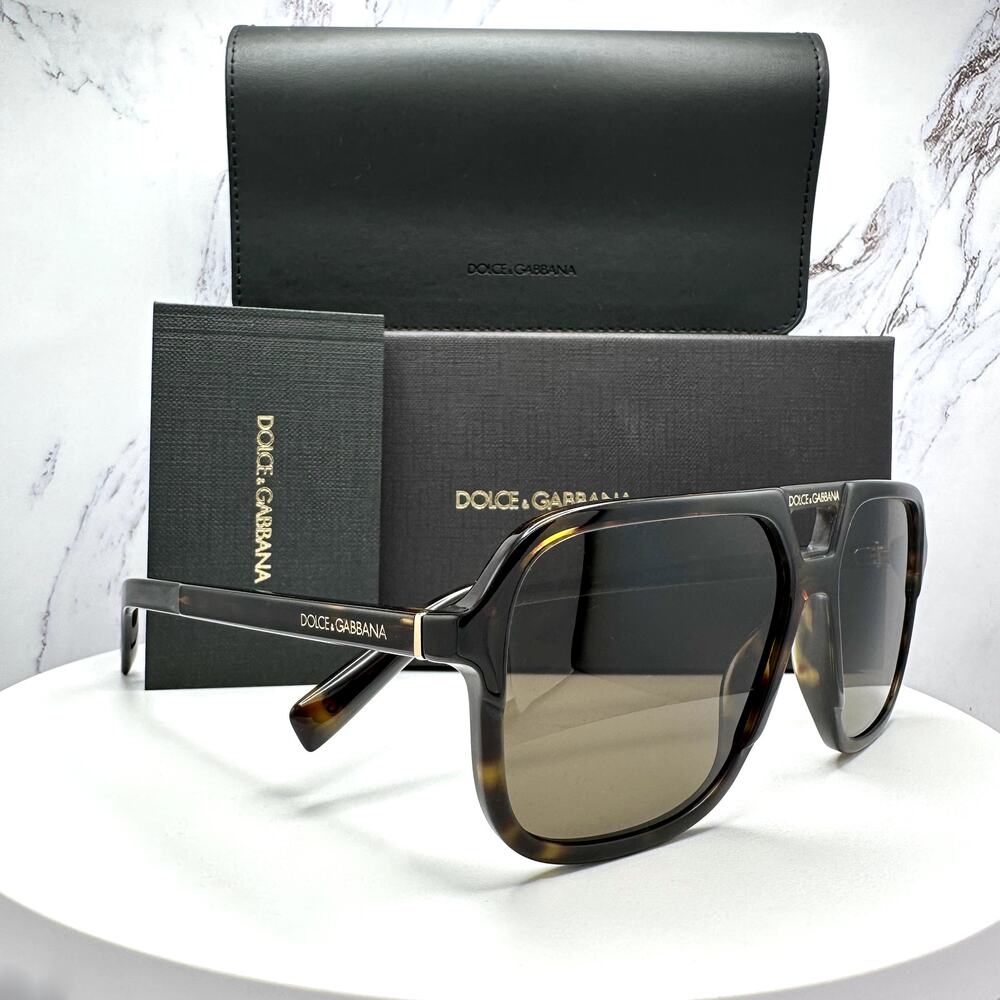 STYLISH New Dolce & Gabbana Sunglasses DG4354 502/73 Brown Aviator Pilot Gold